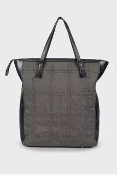Navy check bag