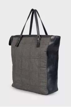 Navy check bag