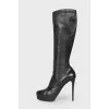 Leather boots with high heels