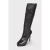 Leather boots with high heels