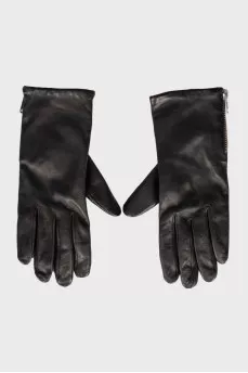 Leather gloves with zip