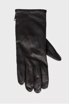 Leather gloves with zip