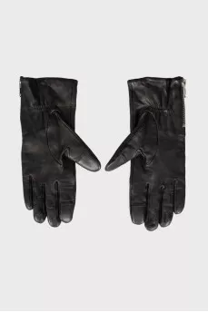 Leather gloves with zip