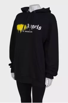 Black printed hoodie