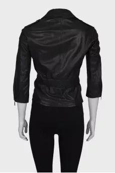 Leather jacket with stds om the collar 