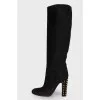 Studded heeled suede boots