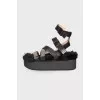 Black sandals with fur