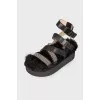 Black sandals with fur