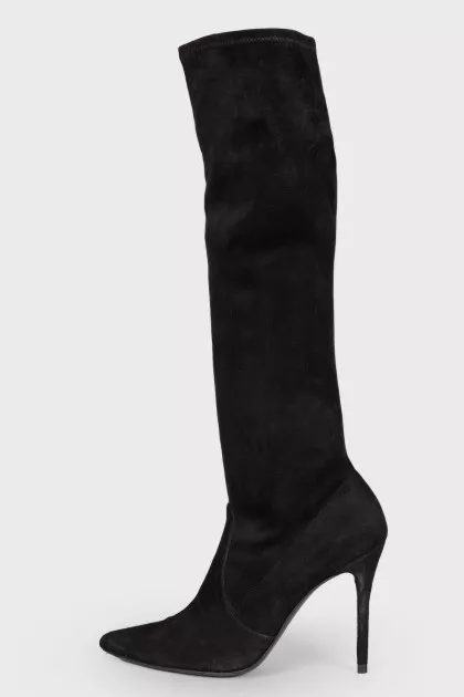 Suede stiletto boots