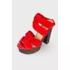 Red heeled sandals