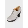 Gray perforated ankle boots