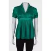 Silk blouse with lantern sleeve
