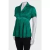 Silk blouse with lantern sleeve