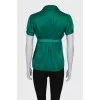 Silk blouse with lantern sleeve