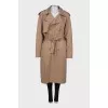 Dark beige belted trench coat
