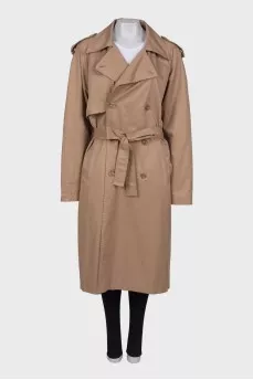 Dark beige belted trench coat