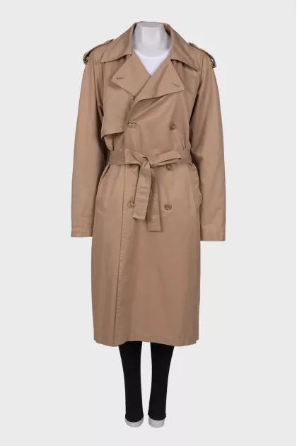 Dark beige belted trench coat