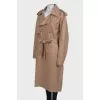 Dark beige belted trench coat