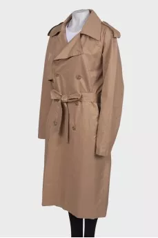 Dark beige belted trench coat