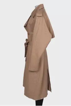 Dark beige belted trench coat