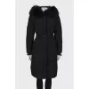 Black down jacket with ruffles