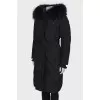 Black down jacket with ruffles