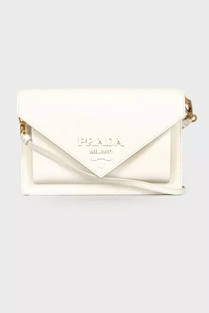 Saffiano leather Logo Plaque Envelope bag