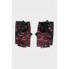 Cutout tweed mittens