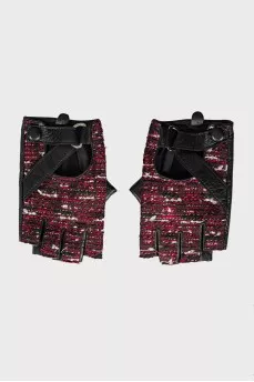 Cutout tweed mittens