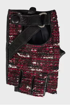 Cutout tweed mittens