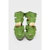 Green suede sandals