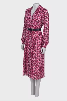 Dress with floral print on the belt
