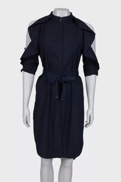 Off shoulder navy blue dress