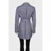 Trench coat in white and blue print