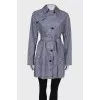 Trench coat in white and blue print