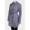 Trench coat in white and blue print