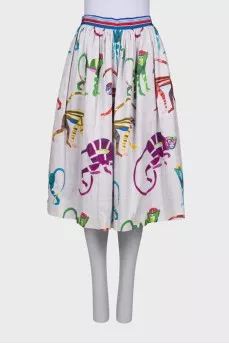 Pleated skirt in print