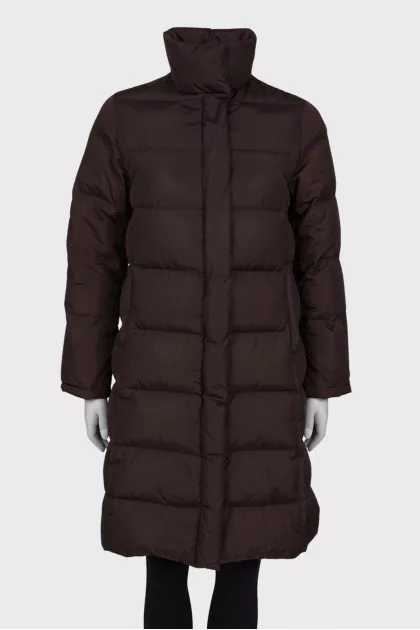 Dark brown straight down jacket