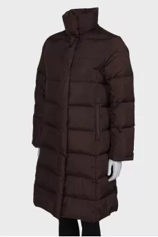 Dark brown straight down jacket