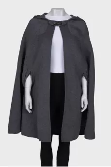 Gray cape with hood