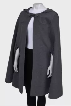 Gray cape with hood