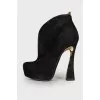 Black and gold suede ankle boots