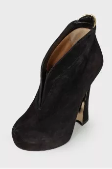 Black and gold suede ankle boots
