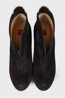 Black and gold suede ankle boots