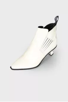 White heel ankle boots