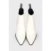 White heel ankle boots