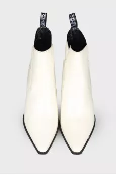White heel ankle boots