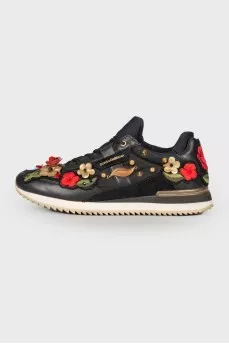 Black sneakers with embroidery