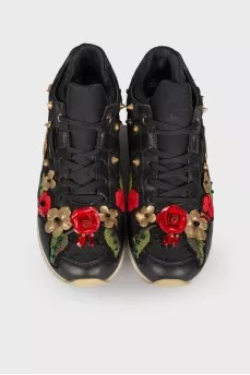 Black sneakers with embroidery