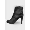 Black pony leather ankle boots
